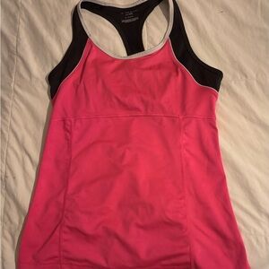 Tek Gear Black, Pink and White Racerback Tank with Built-In Bra